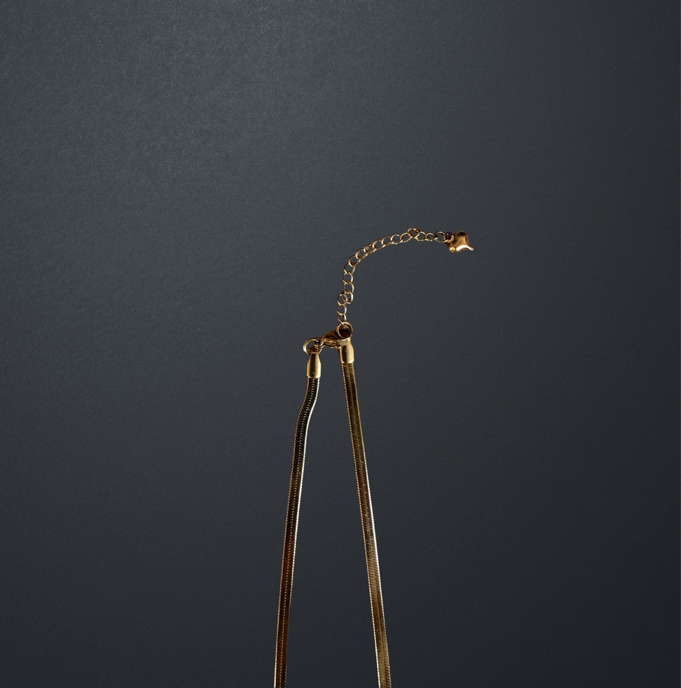 Gold Stainless Steel Butterfly Herringbone Necklace image 2